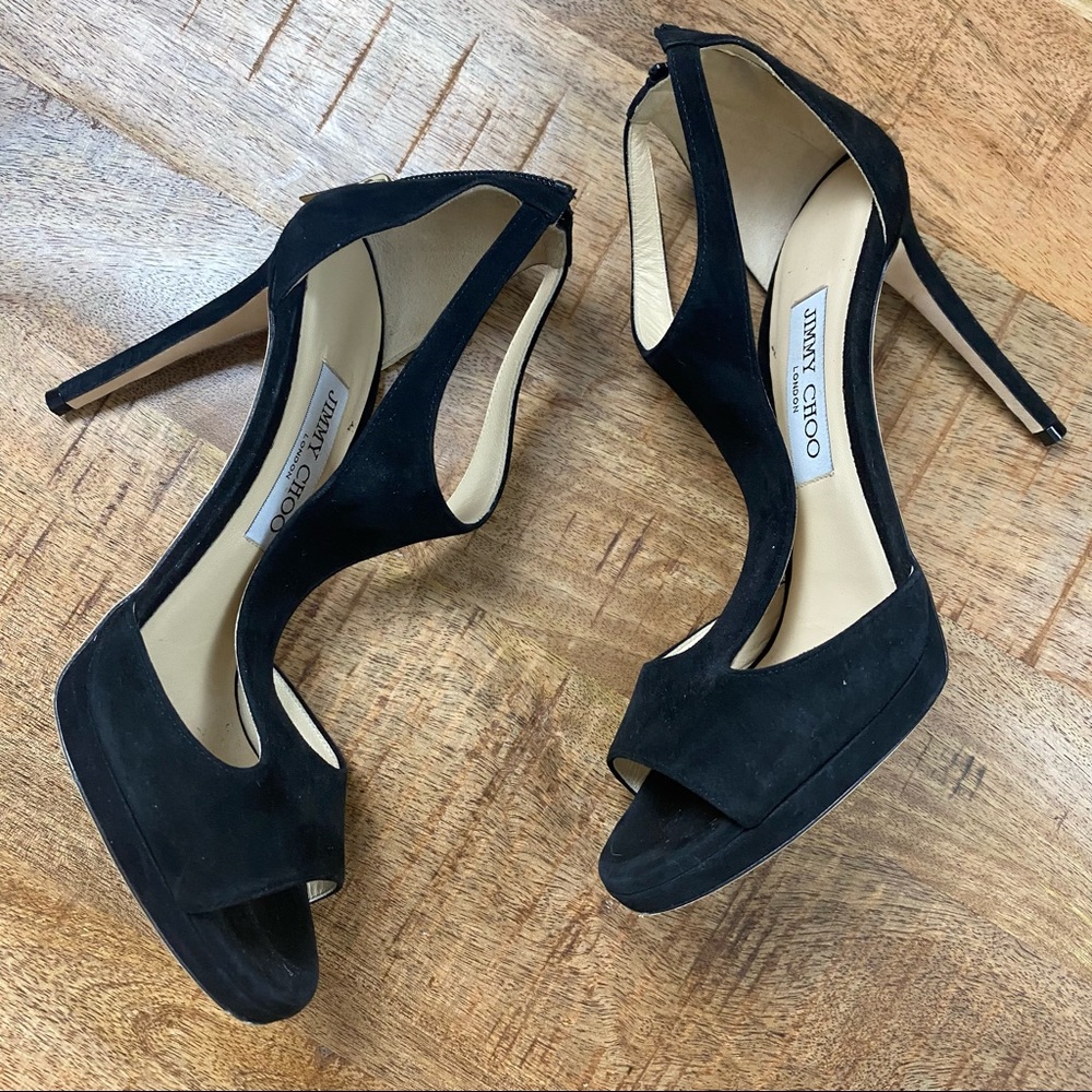 Jimmy Choo black suede heels
